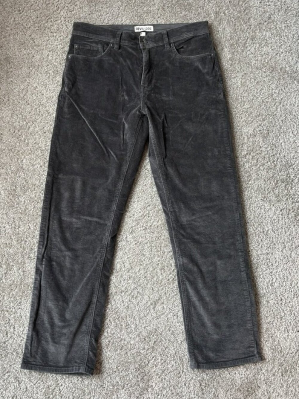 Devil-Dog Dungarees Corduroy Pants Grey 5-Pocket 32x30